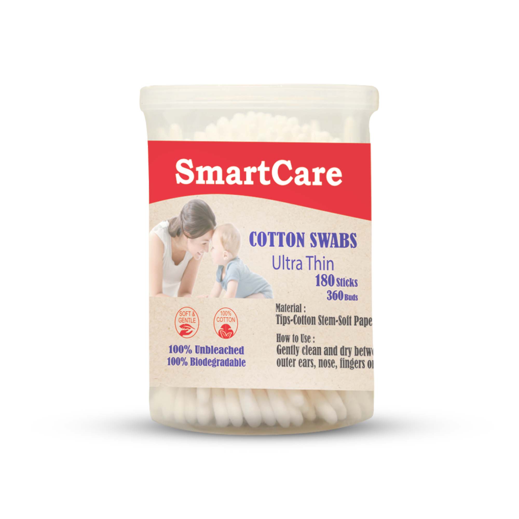 SmartCare Thin Cotton Bud For Baby – 180 Pcs - Smartcare BD